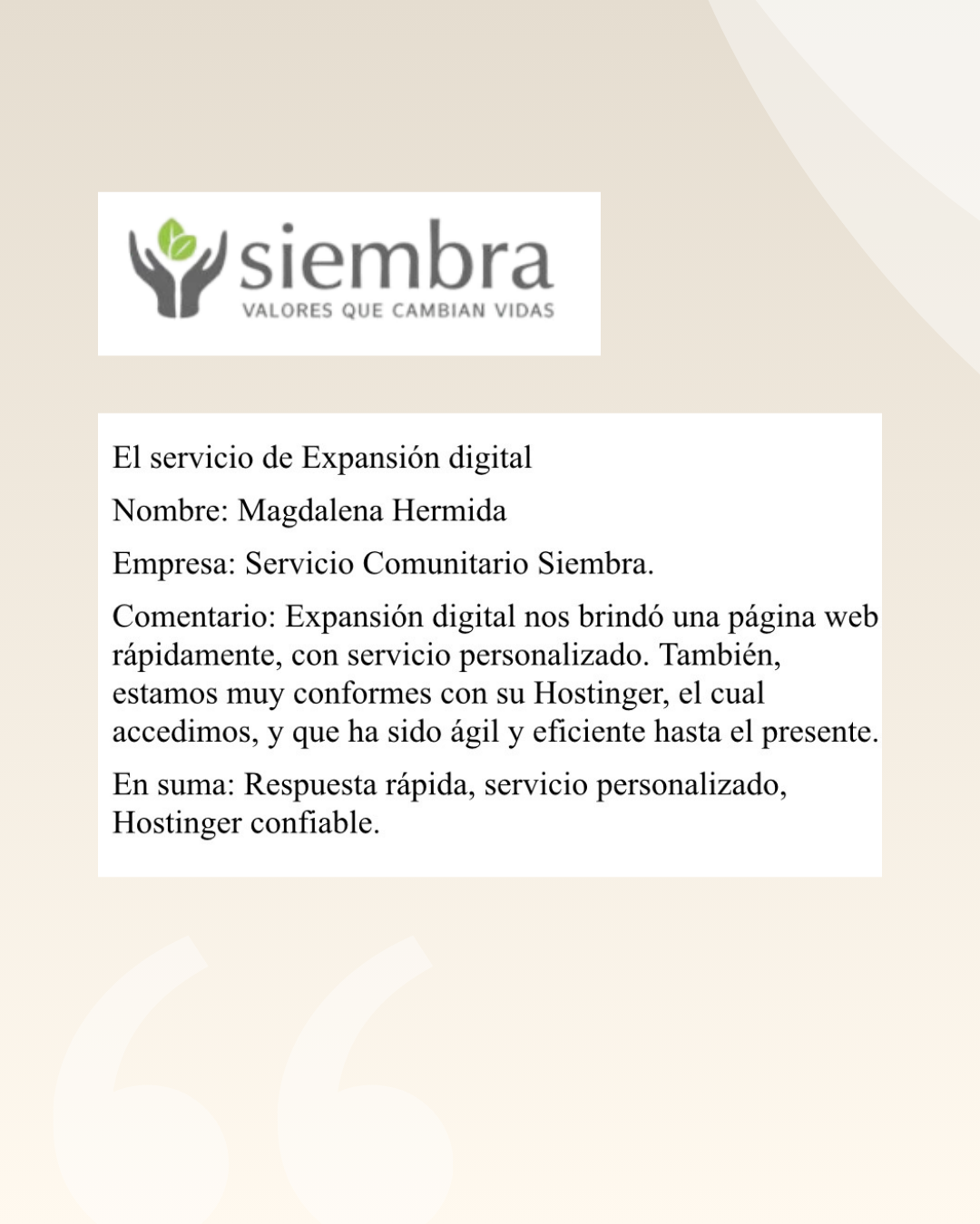 Servicio comunitario Siembra